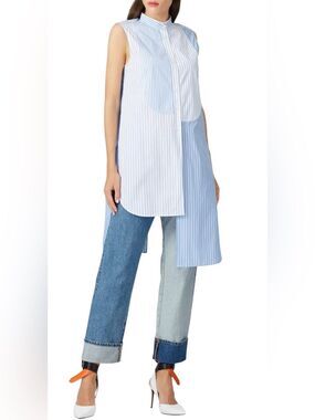 Monse Sleeveless Mixed Stripe Shirt Size 14